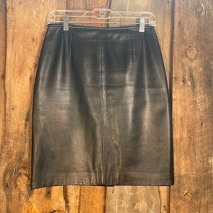Valerie Stevens Black Real Leather Skirt - 4 Petite